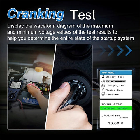 Car Battery Tester, 2.8'' LCD Color Screen, 12V 100-2000 CCA Automotive Load Battery, Cranking, Charging Test Scan Tool Digital Analyzer for Auto Truck Motorcycle ATV SUV Boat Yacht and More