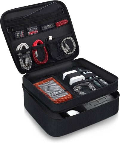 Portable Tool Bag with Strap and DIY Storage Area, Durable, Wear-Resistant, Water Resistant 3 Layer Pouch Electronics Organizer with Handle