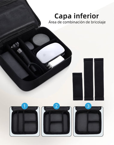 Portable Tool Bag with Strap and DIY Storage Area, Durable, Wear-Resistant, Water Resistant 3 Layer Pouch Electronics Organizer with Handle
