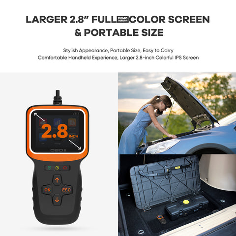 OBD2 Car Code Scanner w/ 2.8" Color Screen Automotive Check Vehicle Engine Light (CEL) Tool