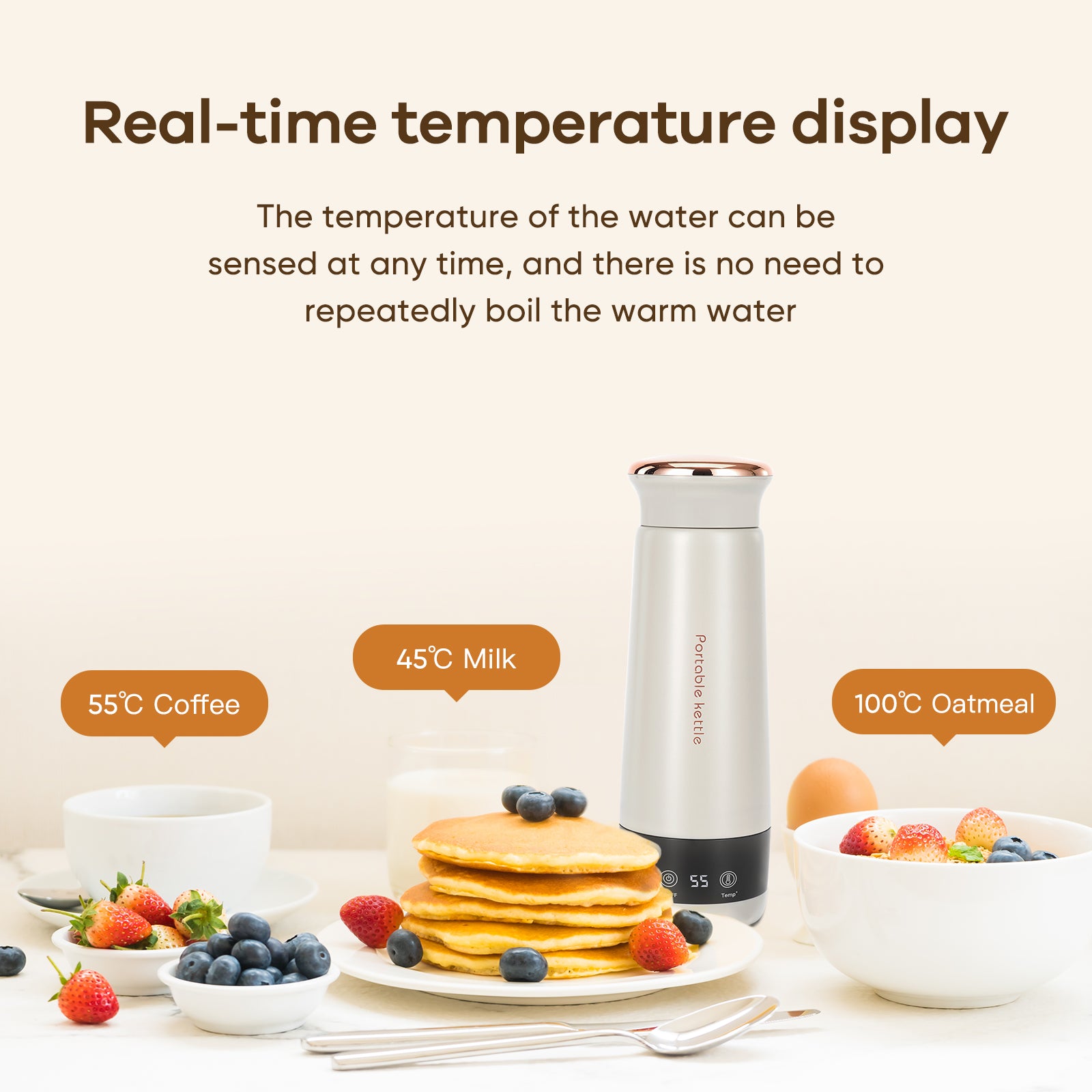 Multifunctional Portable Electric Kettle Intelligent Three-Speed  Temperature Control Heating Thermos Cup LCD Digital Display