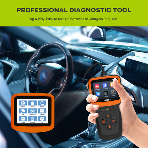 OBD2 Car Code Scanner w/ 2.8" Color Screen Automotive Check Vehicle Engine Light (CEL) Tool