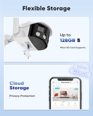 5MP 8 Channel 2 PoE Security Camera System + 1 Dual Lens Panoramic WiFi IP Camera, Color Night Vision, Two-way Audio