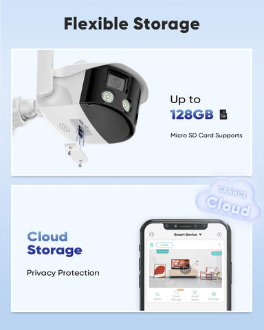 5MP 8 Channel 8 PoE Security Camera System + 1 Dual Lens Panoramic WiFi IP Camera, Color Night Vision, Two-way Audio