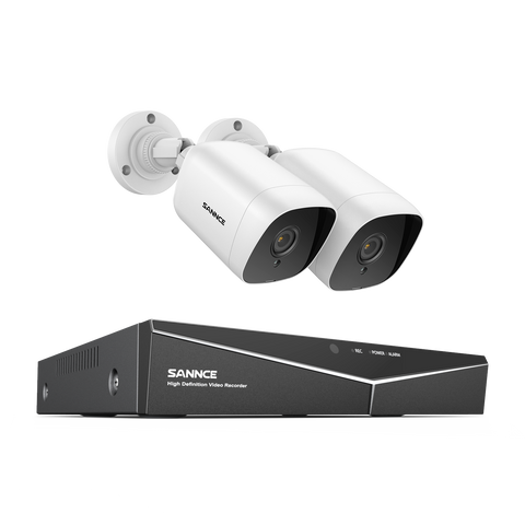 8 Channel 1080P Wired Security Camera System - Hybrid DVR, 2pcs 2MP Bullet Cameras, Outdoor & Indoor, Smart Motion Detection, Remote Access