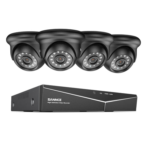 8 Channel 1080P Wired Security Camera System - Hybrid DVR, 4pcs 2MP Turret Cameras, Outdoor & Indoor, Smart Motion Detection, Remote Access