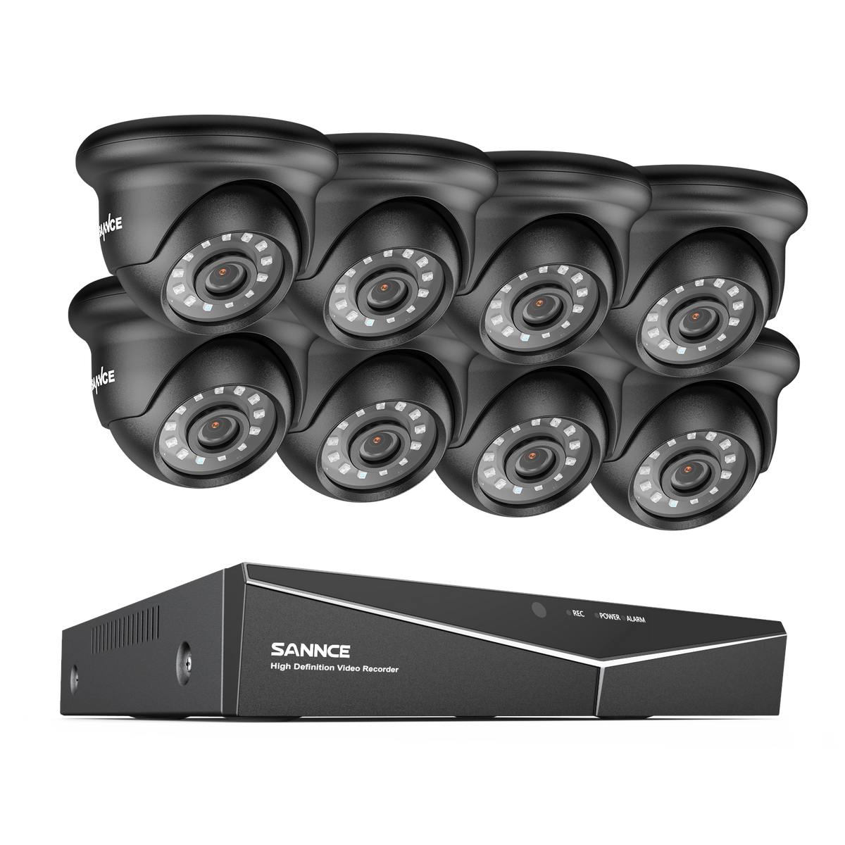 8 Channel 1080P Wired Security Camera System - Hybrid DVR, 8pcs 2MP Turret Cameras, Outdoor & Indoor, Smart Motion Detection, Remote Access