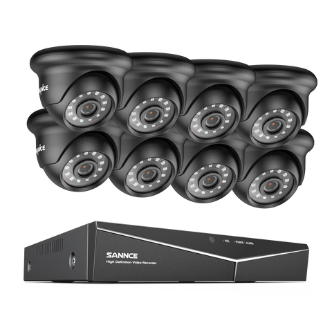 8 Channel 1080P Wired Security Camera System - Hybrid DVR, 8pcs 2MP Turret Cameras, Outdoor & Indoor, Smart Motion Detection, Remote Access