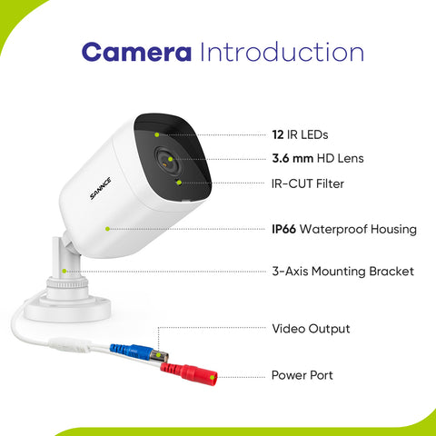 8 Channel 1080P Wired Security Camera System - Hybrid DVR, 6pcs 2MP Bullet Cameras, Outdoor & Indoor, Smart Motion Detection, Remote Access