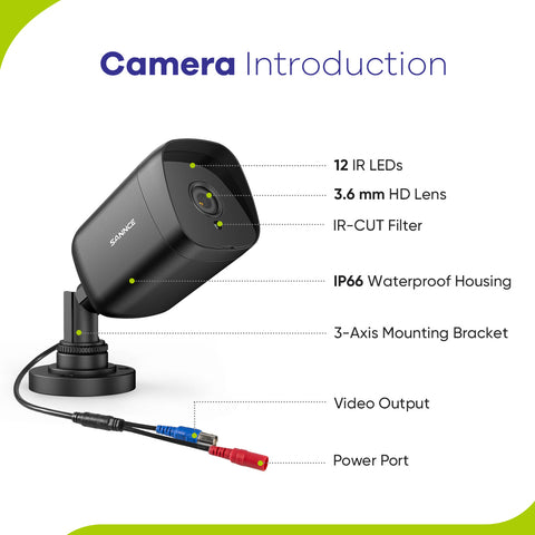 8 Channel 1080P Wired Security Camera System - Hybrid DVR, 6pcs 2MP Bullet Cameras, Outdoor & Indoor, Smart Motion Detection, Remote Access