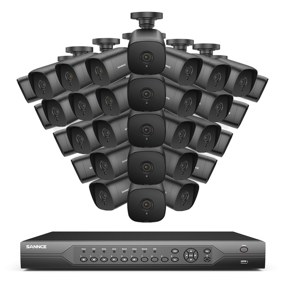 1080p 32 Channel 32 Camera Outdoor Wired Security CCTV System, Smart DVR With Human Detection, 100 ft Infrared Night Vision