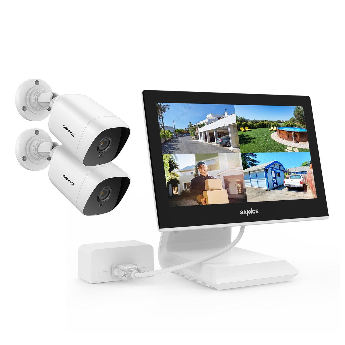 1080p 4 Channel DVR w/ 2 2MP Outdoor Bullet Security Camera System, 10.1’’ LCD Colorful Monitor