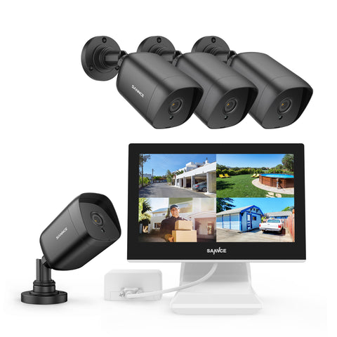 1080P 4 Channel DVR w/ 4pcs 2MP Outdoor Bullet Security Camera System, 10.1’’ LCD Colorful Monitor