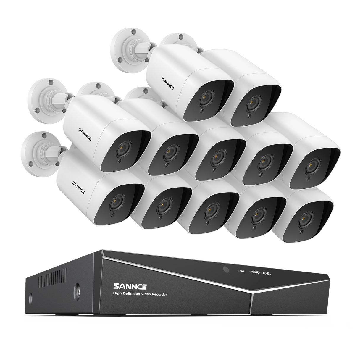 1080p 16 Channel 12 Camera Outdoor Wired Security System, Smart Motion Detection, 100 ft Infrared Night Vision, IP66 Weatherproof