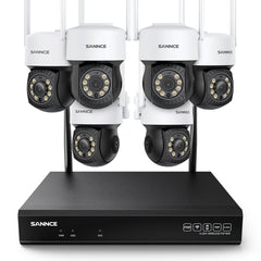 3MP 10-Channel Wireless CCTV PT Camera System, 8MP NVR, 3MP Pan & Tilt WiFi IP Cameras, Audio Recording, AI Human Detection, Work With Alexa (6 x PTZ camera and 8MP 10CH NVR)