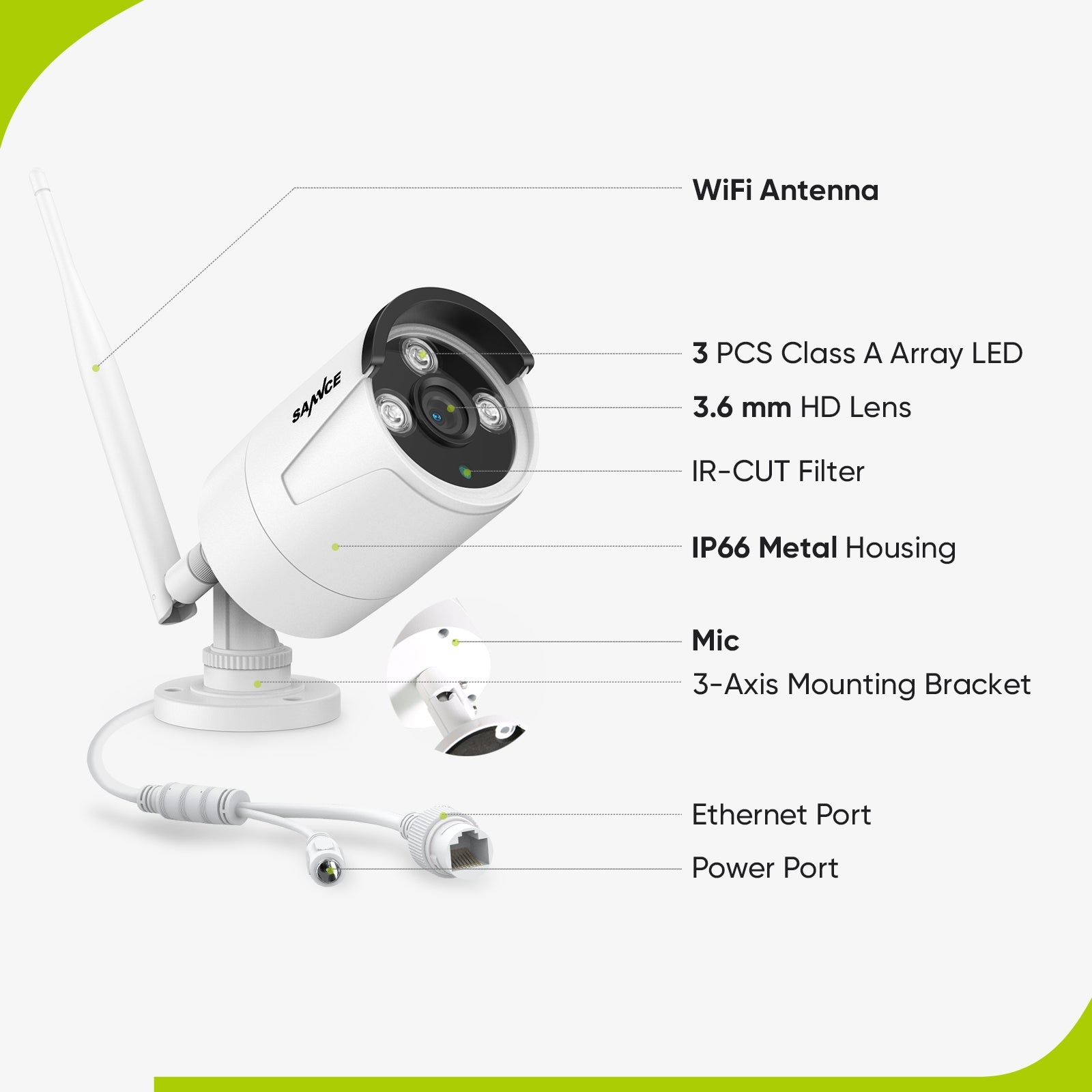 3MP 10-Channel Wireless Security Camera System, 8MP NVR, 3MP WiFi IP Cameras, Audio Recording, IP66 Waterproof, Smart AI Human Detection, Work With