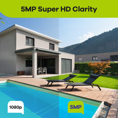 8 Channel 5MP PoE Security Camera System, 4K NVR & 2pcs 5MP Outdoor PoE IP Cameras, ONVIF Supported, H.265+, Audio Recording, Smart Motion Detection