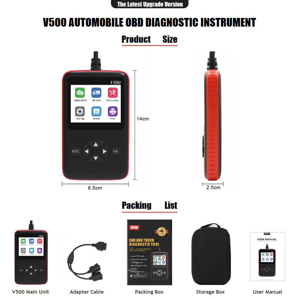 Car Truck OBD2 Scanner Fault Diagnostic Code Reader Tool w/ Color