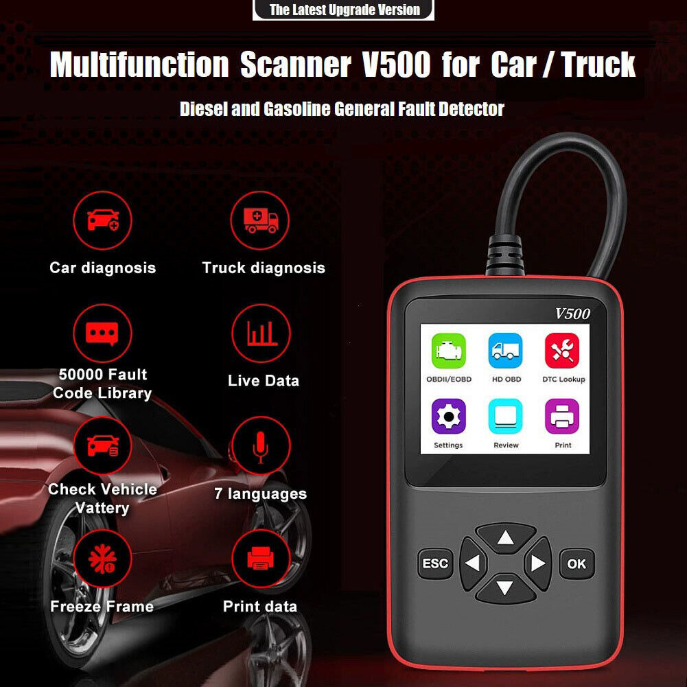 Car Truck OBD2 Scanner Heavy Duty Truck Automotive 2 in 1 DPF Oil Reset  CR-HD Fault Diagnostic Code Reader Tool w/ Color Screen