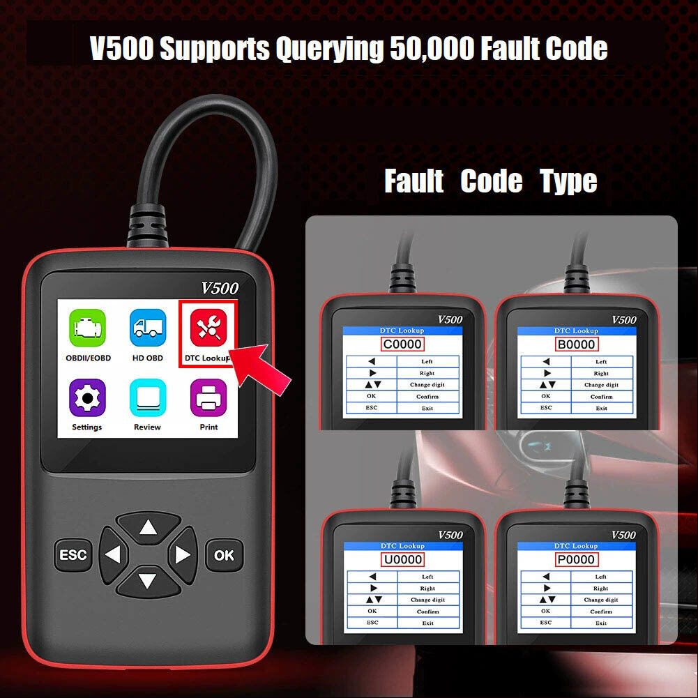 Car Truck OBD2 Scanner Fault Diagnostic Code Reader Tool w/ Color